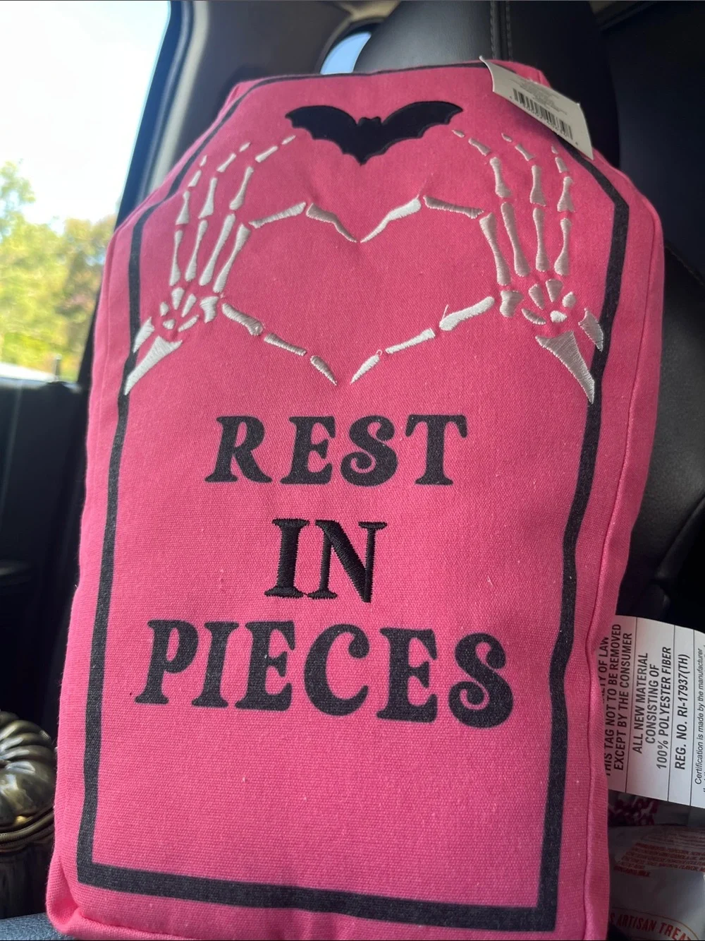 Rest In Pieces Pink Halloween Accent Pillow - Brand Unknown